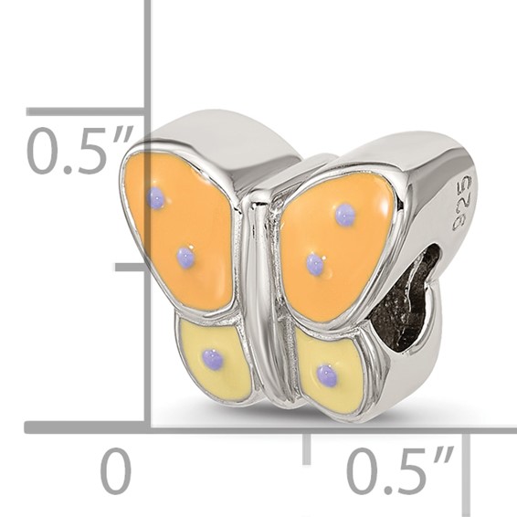 Sterling Silver Reflections Enamel Orange & Yellow Butterfly Bead
