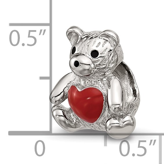 Sterling Silver Reflections Enamel Bear With Red Heart Bead