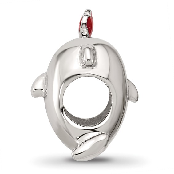Sterling Silver Reflections Enamel Dolphin Blowing Heart Bead