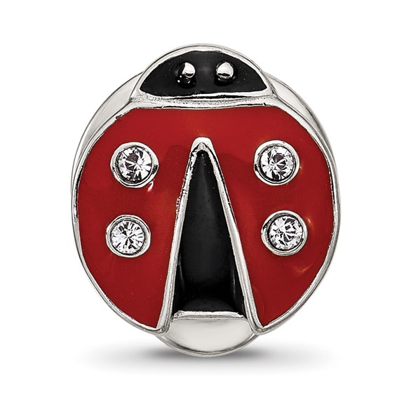 Sterling Silver Reflections Enamel Lady Bug With Crystal Bead