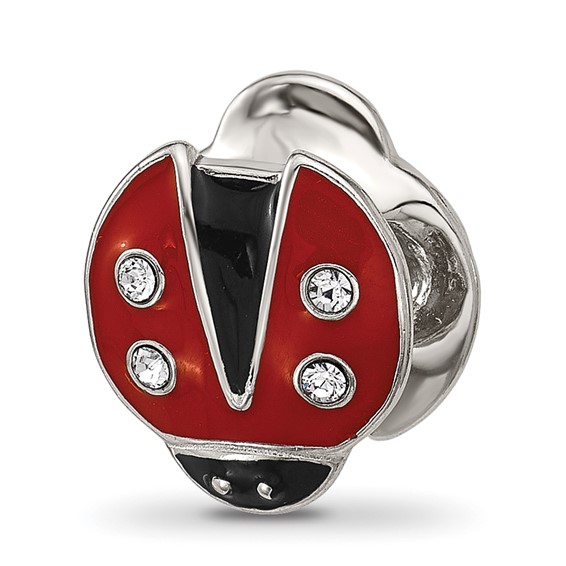Sterling Silver Reflections Enamel Lady Bug With Crystal Bead