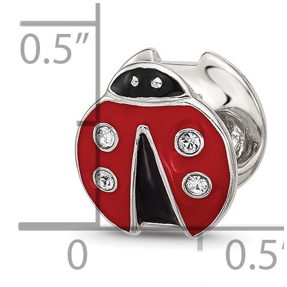 Sterling Silver Reflections Enamel Lady Bug With Crystal Bead