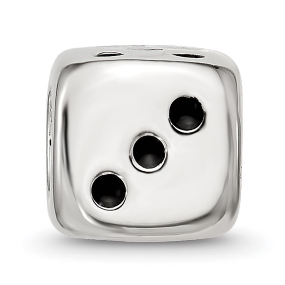 Sterling Silver Reflections Enamel 6 Sided Dice Bead