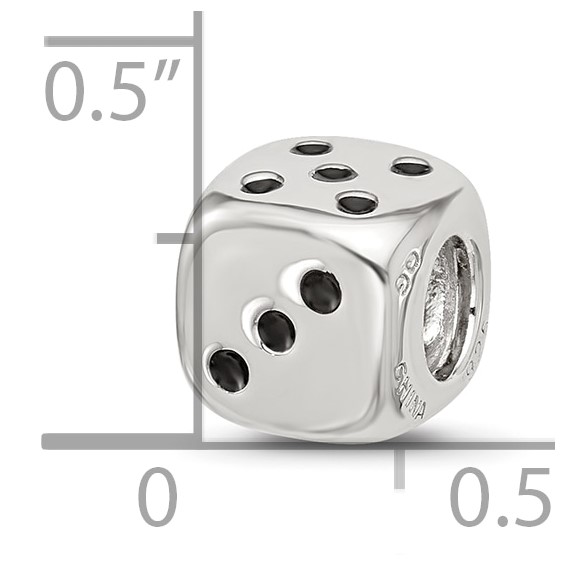 Sterling Silver Reflections Enamel 6 Sided Dice Bead