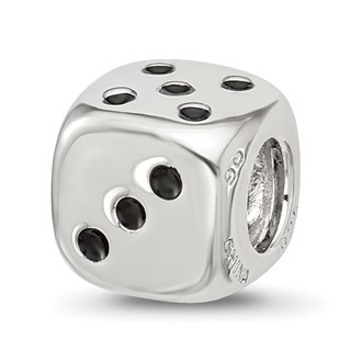 Sterling Silver Reflections Enamel 6 Sided Dice Bead