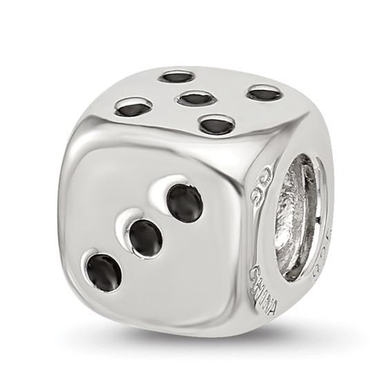 Sterling Silver Reflections Enamel 6 Sided Dice Bead