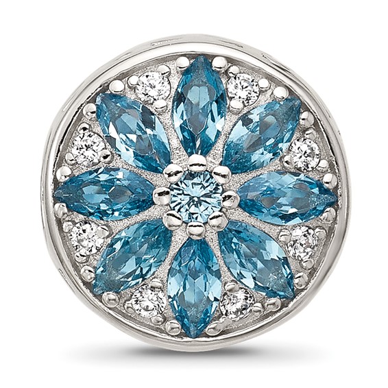 Sterling Silver Reflections Blue Spinel & CZ Snowflake Bead