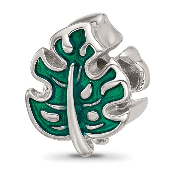 Sterling Silver Reflections CZ Enamel Leaf
