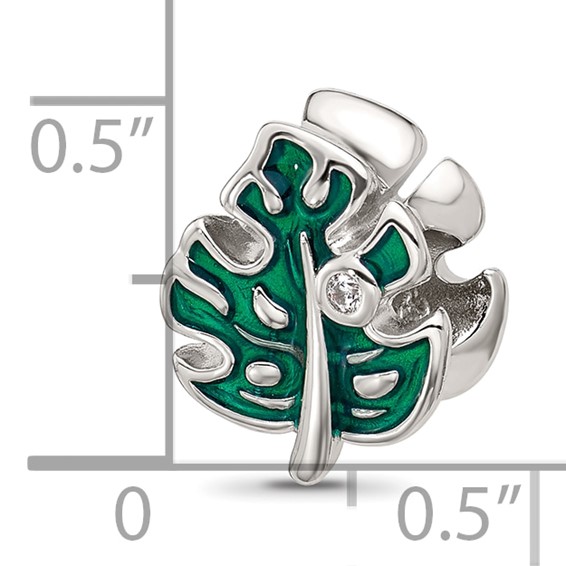 Sterling Silver Reflections CZ Enamel Leaf