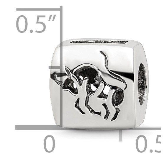 Sterling Silver Reflections Taurus Zodiac Antiqued Bead