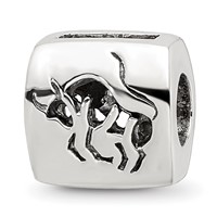 Sterling Silver Reflections Taurus Zodiac Antiqued Bead view 1