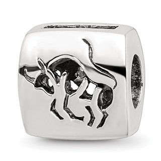 Sterling Silver Reflections Taurus Zodiac Antiqued Bead