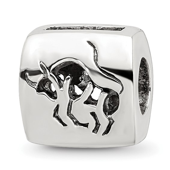 Sterling Silver Reflections Taurus Zodiac Antiqued Bead