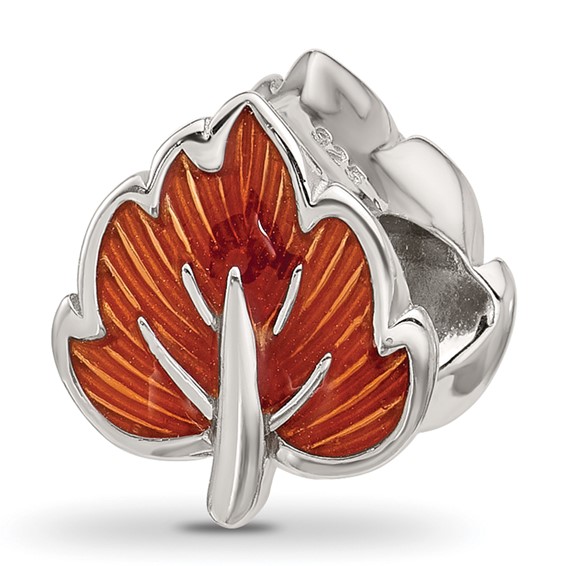 Sterling Silver Reflections CZ Enamel Ember Red Leaf