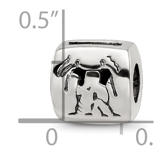 Sterling Silver Reflections Gemini Zodiac Antiqued Bead