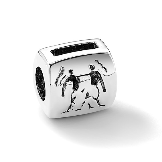 Sterling Silver Reflections Gemini Zodiac Antiqued Bead