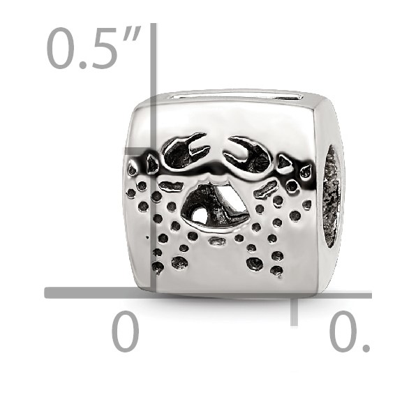 Sterling Silver Reflections Cancer Zodiac Antiqued Bead