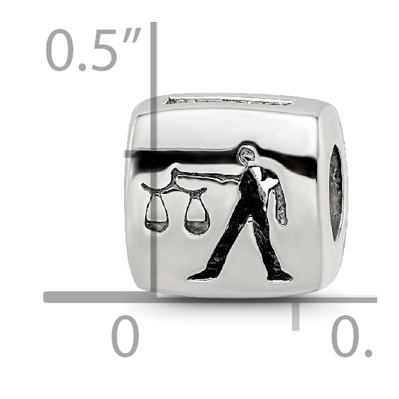 Sterling Silver Reflections Libra Zodiac Antiqued Bead