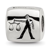 Sterling Silver Reflections Libra Zodiac Antiqued Bead view 1