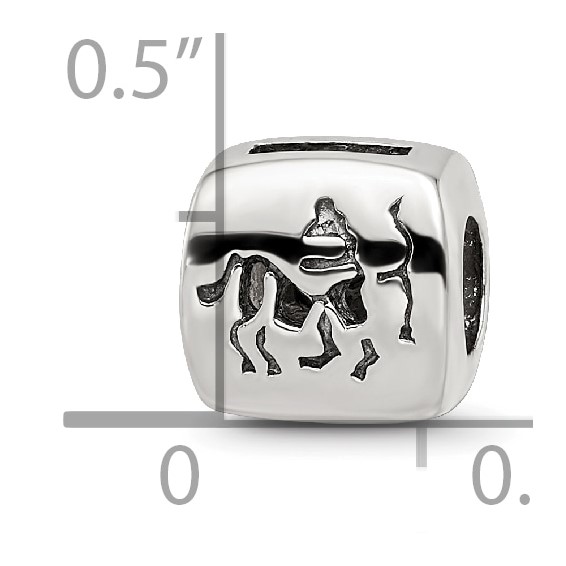 Sterling Silver Reflections Sagittarius Zodiac Antiqued Bead