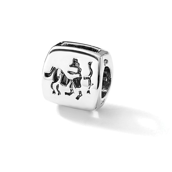 Sterling Silver Reflections Sagittarius Zodiac Antiqued Bead