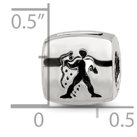 Sterling Silver Reflections Aquarius Zodiac Antiqued Bead