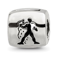 Sterling Silver Reflections Aquarius Zodiac Antiqued Bead view 1