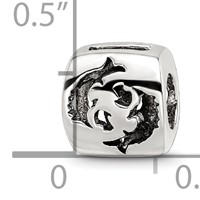 Sterling Silver Reflections Pisces Zodiac Antiqued Bead view 4