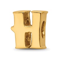 Sterling Silver Gold-plated Reflections Letter H Bead view 1