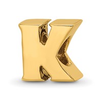 Sterling Silver Gold-plated Reflections Letter K Bead view 1