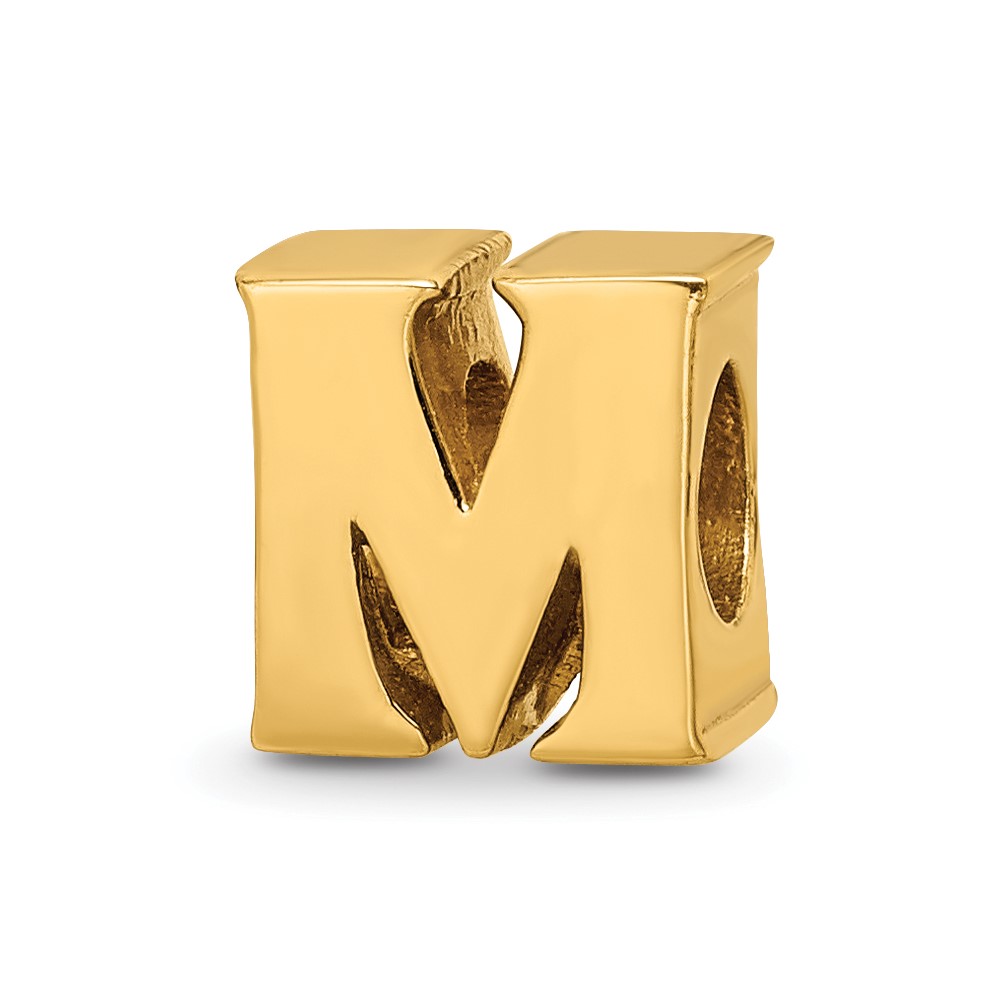 Sterling Silver Gold-plated Reflections Letter M Bead