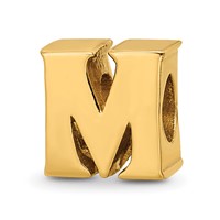 Sterling Silver Gold-plated Reflections Letter M Bead view 1