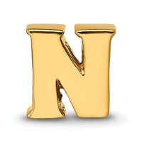 Sterling Silver Gold-plated Reflections Letter N Bead view 3
