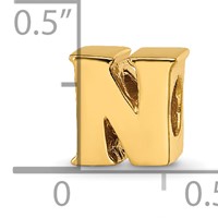 Sterling Silver Gold-plated Reflections Letter N Bead view 4