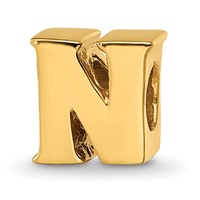 Sterling Silver Gold-plated Reflections Letter N Bead view 1