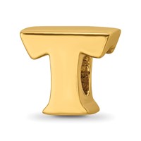 Sterling Silver Gold-plated Reflections Letter T Bead view 1