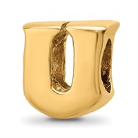 Sterling Silver Gold-plated Reflections Letter U Bead view 1