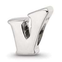 Sterling Silver Reflections Letter V Bead view 1