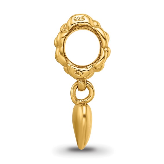 Sterling Silver Gold-plated Reflections Heart Dangle Bead