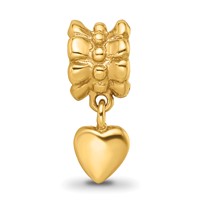 Sterling Silver Gold-plated Reflections Heart Dangle Bead view 4