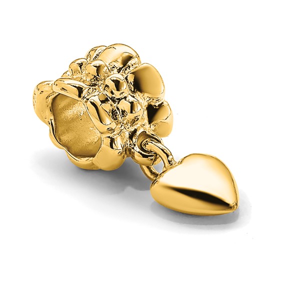 Sterling Silver Gold-plated Reflections Heart Dangle Bead