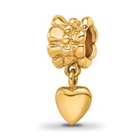 Sterling Silver Gold-plated Reflections Heart Dangle Bead view 1