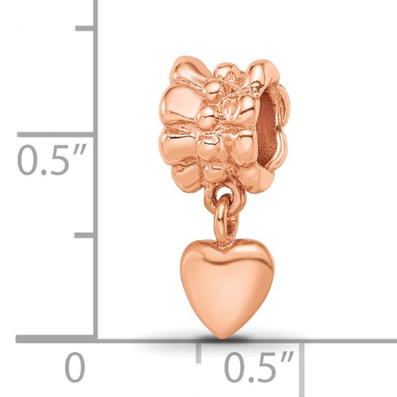 Sterling Silver Reflections Rose Gold-plated Heart Dangle Bead