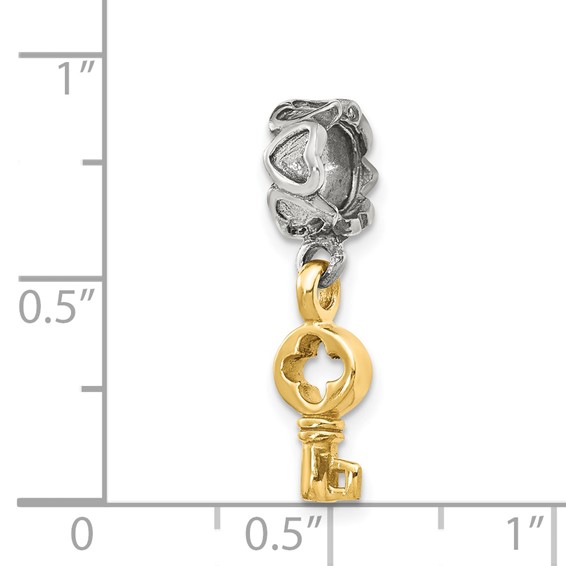 Sterling Silver & 14k Reflections Key Dangle Bead