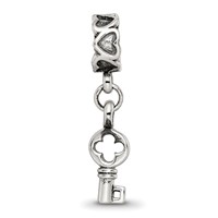 Sterling Silver Reflections Key Dangle with Hearts Bead view 4