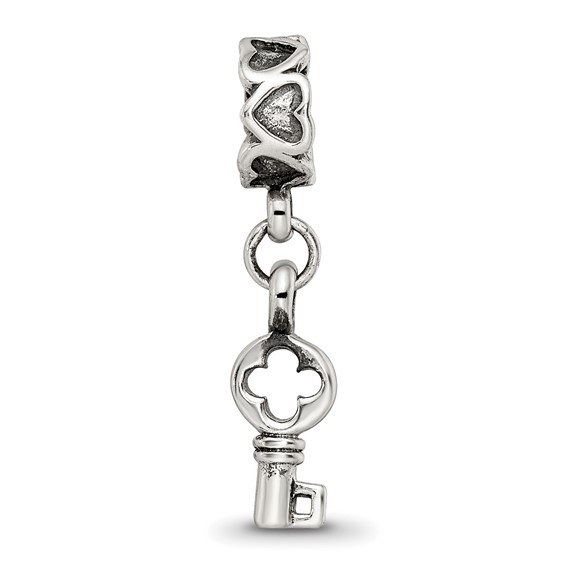 Sterling Silver Reflections Key Dangle with Hearts Bead
