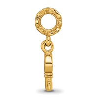 Sterling Silver Gold-plated Reflections Key Dangle with Hearts Bead view 2