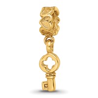 Sterling Silver Gold-plated Reflections Key Dangle with Hearts Bead view 5