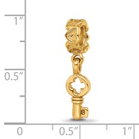 Sterling Silver Gold-plated Reflections Key Dangle with Hearts Bead view 3