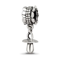 Sterling Silver Reflections Baby Pacifier Dangle Bead view 1